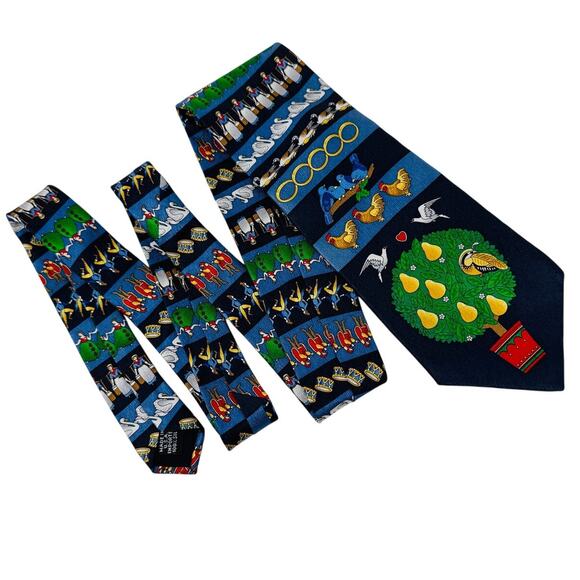 Vintage Lord & Taylor 100% silk 12 Days of Christmas striped tie necktie 4” w - Picture 3 of 5